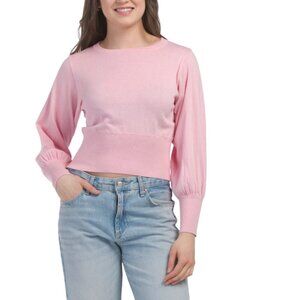 COLORUSH Candy Pink Cotton Silk And Cashmere Blend Prague Balloon Sweater